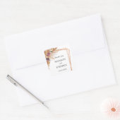 Koperen Geometrische Pampagras Trouwsticker Vierkante Sticker (Envelop)