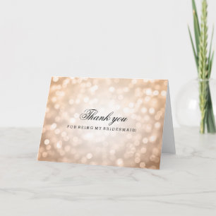 Koperen Glitterlichten Dank Je Bruidsmeisje Bedankkaart