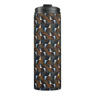 Koperen Golven Abstract Geometrisch Stroompatroon Thermosbeker