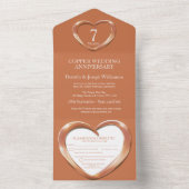 Koperen huwelijksjubileum 7 jaar feest evenement a all in one uitnodiging (Binnen)