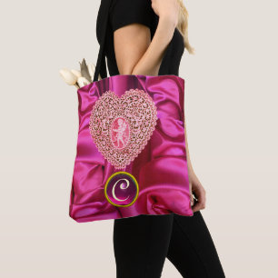 KOPEREN KANT HART ZIJDE ROZE FUCHSIA STOF MONOGRAM DRAAGTAS