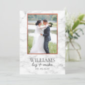 Koperen Marmeren Foto Huwelijksaankondiging Ontvan Kaart (Staand voorkant)