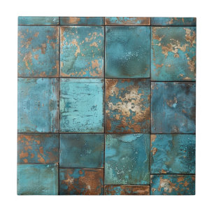 Koperen patina met distressed-effect tegeltje