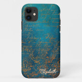koperen patina met turquoise kalligrafie Case-Mate iPhone case (Achterkant)