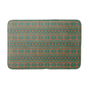 Koperen Teal Geometrisch Patroon Medium Zuidwestel Badmat