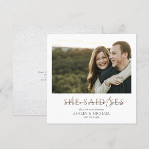 KOPEREN TYPOGRAFIE Ze zei Ja Vierkant Verloving Kaart