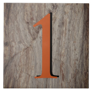 Kopergloed House Number Tile 1 One on Grey Stone Tegeltje