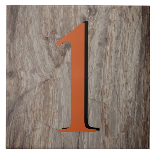 Kopergloed House Number Tile 1 One on Grey Stone Tegeltje (Voorkant)