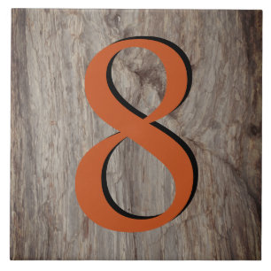 Kopergloed House Number Tile 8 op grijze steen Tegeltje