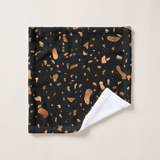 Kopergoud op Black Terrazzo Stone Bad Handdoek (Wasdoekje)