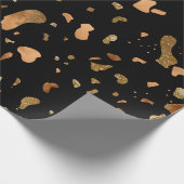 Kopergoud op Black Terrazzo Stone Cadeaupapier (Hoek)
