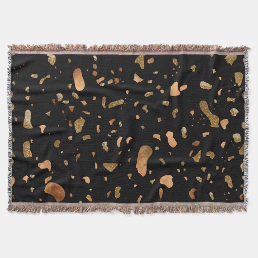 Kopergoud op Black Terrazzo Stone Deken (Voorkant)