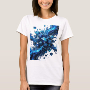 Kopergoudkleurig Blauwe Kristallen Kubus Explosie T-shirt