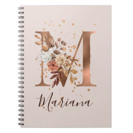 Koperherfst Floral Letter M Herfst Flowers Notitieboek