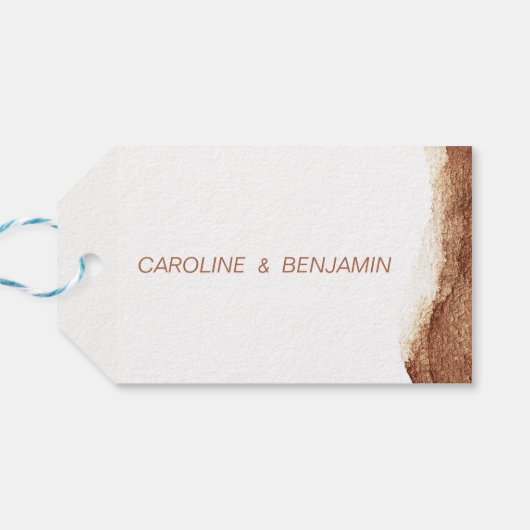 Koperkleur moderne eenvoudige bruiloft dank u cadeaulabel (Achterkant Horizontaal)