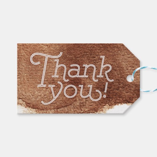 Koperkleur moderne eenvoudige bruiloft dank u cadeaulabel (Voorkant (Horizontaal))