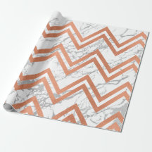 Koperkleurige Roos Gold Marble Zig Zag Chevron Gra