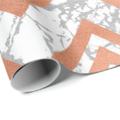 Koperkleurige Roos Gold Marble Zig Zag Chevron Gra Cadeaupapier (Rol Hoek)
