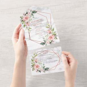 Koperlichtroze lichtroze karton die alles in elkaa all in one uitnodiging