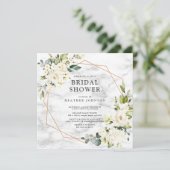 Kopermarmer Geometric White Floral Square Shower Kaart (Staand voorkant)