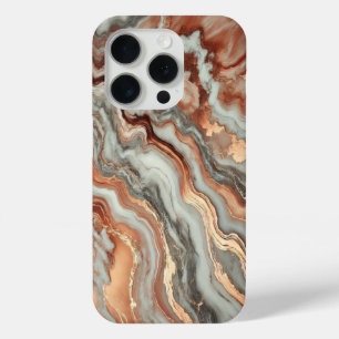 Kopermarmer met witte en grijze aderen iPhone 15 pro case