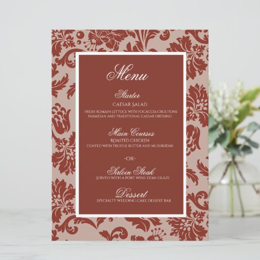 Koperroestdemper voor bruiloft, plat menu (Staand voorkant)