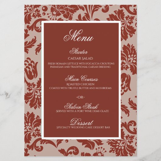 Koperroestdemper voor bruiloft, plat menu (Voorkant)