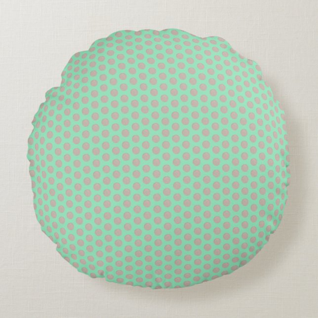 KoperStippen Mint Green Round Pillow Rond Kussen (Voorkant)