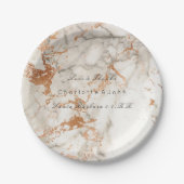 Kopervlek White Rose Gold marble Wedding Vip Papieren Bordje (Voorkant)