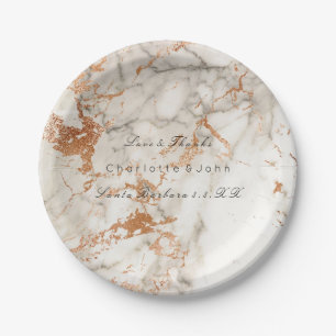 Kopervlek White Rose Gold marble Wedding Vip Papieren Bordje
