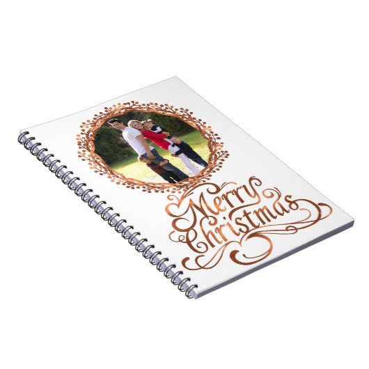 Kopervormig kerstscript en bessen met ronde kop notitieboek (Rechterzijde)