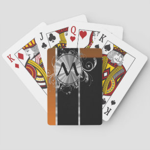 Koperzwart- en zilvermonogram speelkaarten