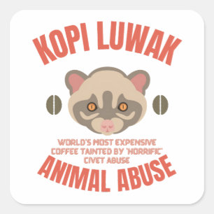 Kopi Luwak Animal Abus - Luwak Coffee Vierkante Sticker