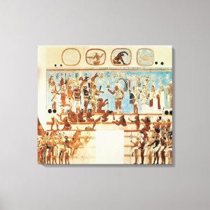Kopie van een wandschilderij uit Bonampak Canvas Afdruk