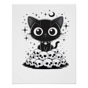 Kopie van Katten schedels Griezelig Schattig Kitty Perfect Poster