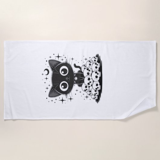 Kopie van Katten schedels Griezelig Schattig Kitty Strandlaken (Voorkant)