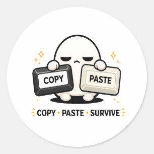 Kopieer Plak Overleef - Grappige Tech Codeerbare C Ronde Sticker