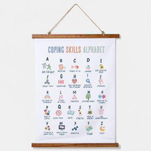 Kopiëren vaardigheid alfabet, geestelijke gezondhe hangend wandkleed