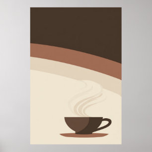 Kopje koffie in retro stijl poster