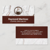 Kopje koffie stomen | Marmer en gestikte leer Visitekaartje (Voorkant / Achterkant)