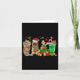 Kopjes ijskoffie en -amp; Pug Dog Christmas Tree L Kaart