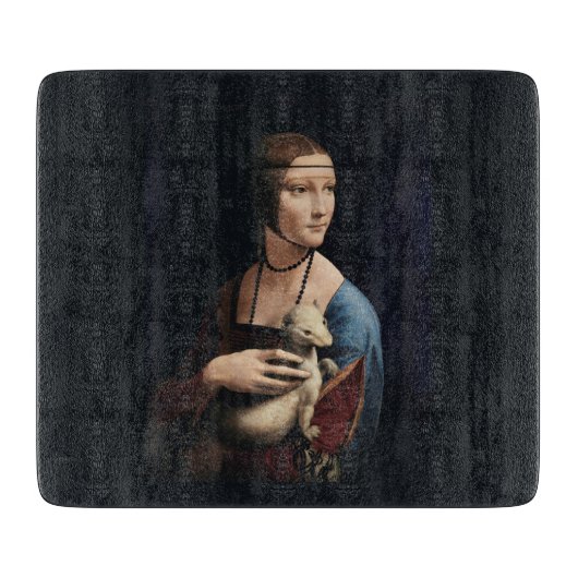 KOPKORTING VAN GLAS : DA VINCI : LADY with ERMINE Snijplank (Voorkant)