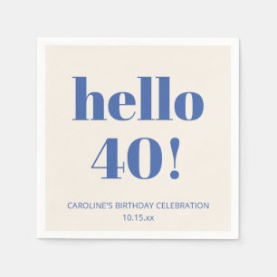 Koplettertypografie Ivoorkleurig Blauw Modern 40e Servet