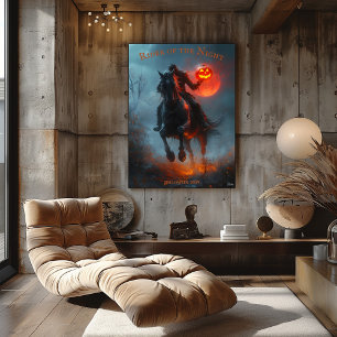 Koploze Ruiter Halloween met Gloeiende Pompoen Poster