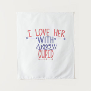 Koppel Cadeau Ik Hou Van Haar Met Pijl Cupido Wandkleed