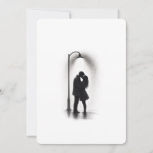 Koppel dat kust in regen Silhouet Muur Kunst Print