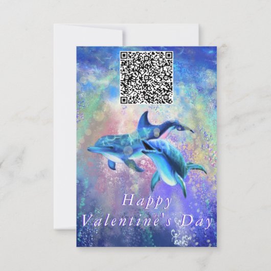Koppel Dolfijn Valentijnsdag Kaart Uw QR-code (Achterkant)