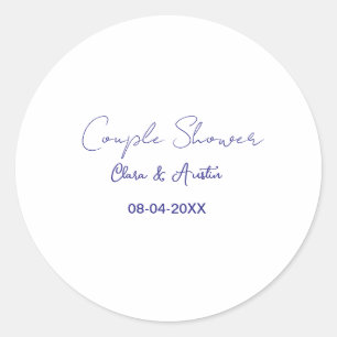 koppel douche naam datum paars trendy eenvoudig mi ronde sticker
