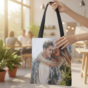 Koppel Foto Jouw Eigen Twee Beeld Dubbele Zijde Draagtas