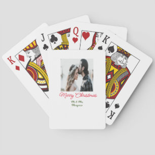 Koppel foto met naam vrolijk kerstfeest pokerkaarten